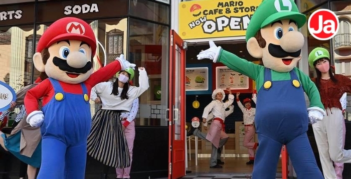 Café e loja enriquecem experiências em área temática do Mario Bros