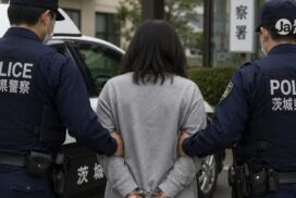 Ibaraki, Koga: mulher costura lábios da colega
